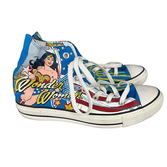 Converse All Star High Top Tennis Shoes Wonder Woman Size 8 DC Comics Rare - Picture 1 of 6